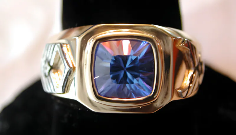 Custom USAF Ring with Glacier Blue Topaz, by Ahern & Brucker