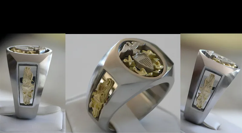 Navy LDO and Mustang Ring — view 5, by Ahern & Brucker