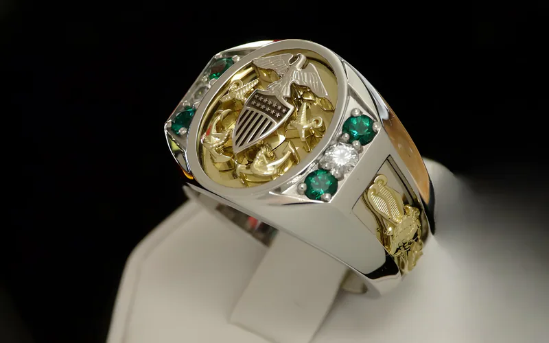 Navy LDO and Mustang Ring — view 4, by Ahern & Brucker