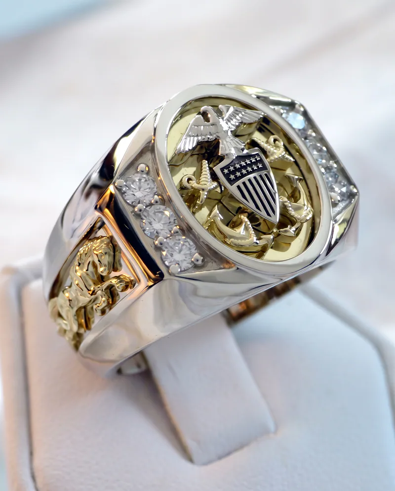 Navy LDO and Mustang Ring, by Ahern & Brucker