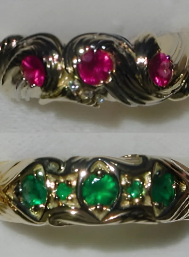 Ruby & Emerald Wedding Set — view 3, by Ahern & Brucker
