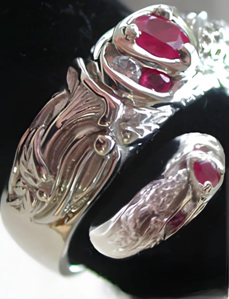 Mushroom Ring with Ruby & Diamonds, by Ahern & Brucker