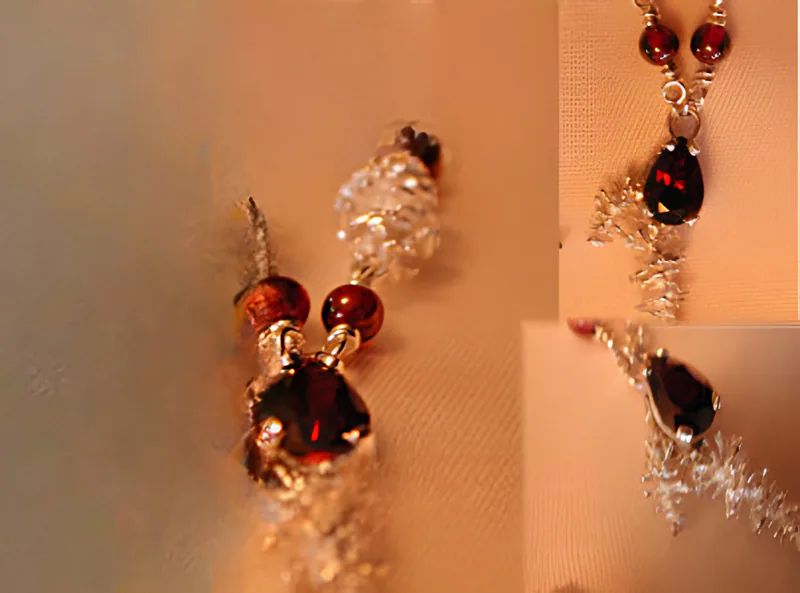 Alder Cone & Rhodolite Garnet Necklace Set, by Ahern & Brucker
