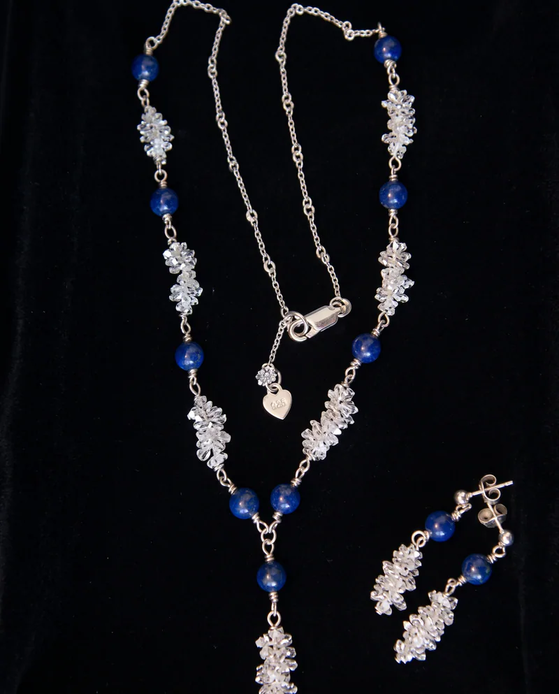 Lapis & Silver Necklace and Earring Set, by Ahern & Brucker