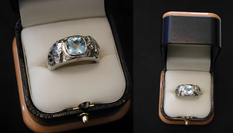 White Wolf Aquamarine Ring, by Ahern & Brucker