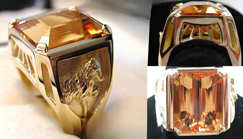 Imperial Topaz Wolf Ring — view 7, by Ahern & Brucker