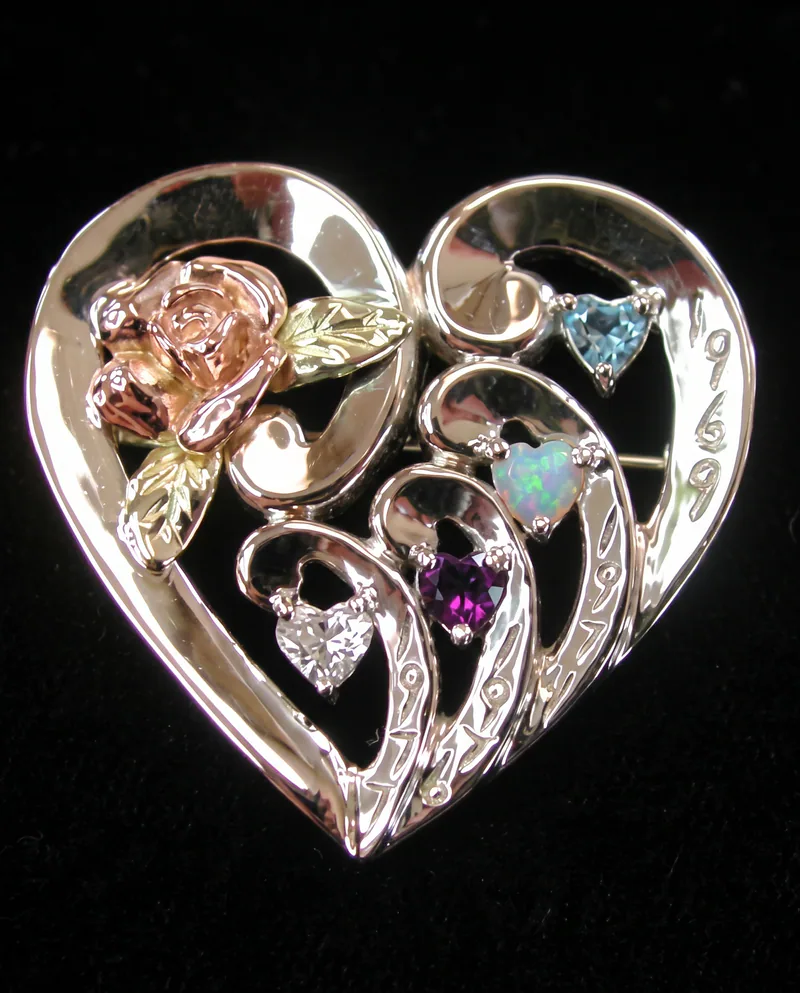 Birthstone Heart Pendant & Brooch, by Ahern & Brucker
