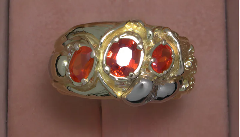 Mushroom Ring with Mandarin Garnets & Diamonds, by Ahern & Brucker