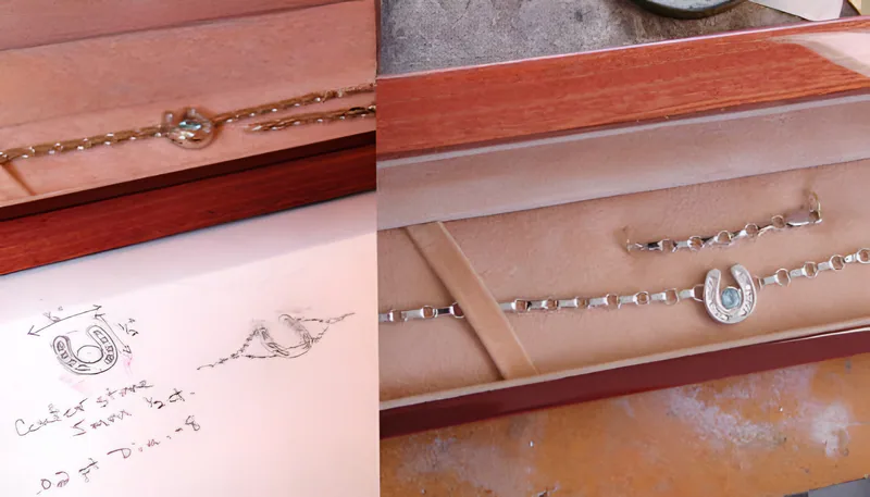 Aquamarine & Diamond Horseshoe Anklet, by Ahern & Brucker