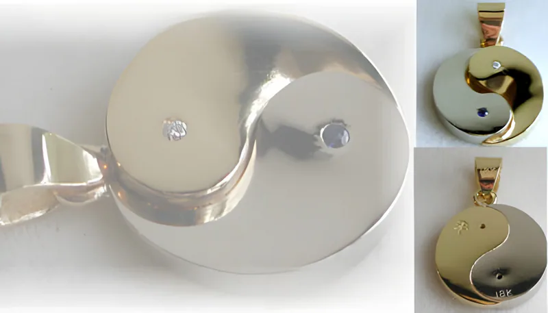 Diamond & Sapphire Yin Yang Pendant — view 3, by Ahern & Brucker