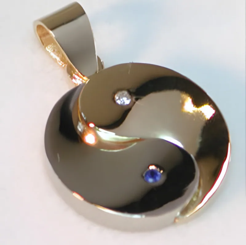 Diamond & Sapphire Yin Yang Pendant, by Ahern & Brucker