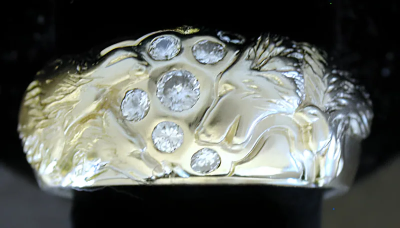 18k Diamond Wolf Ring, by Ahern & Brucker