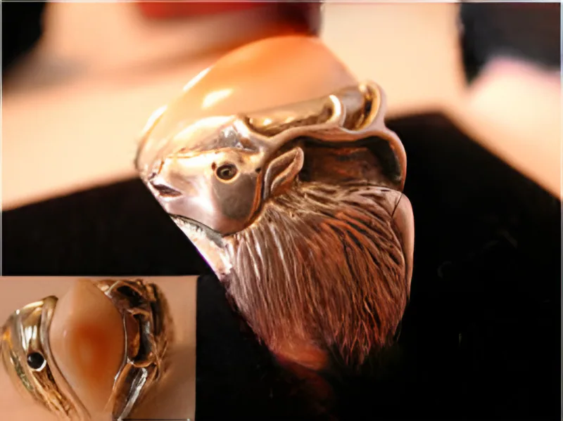Elk Ivory & Sapphire Ring, by Ahern & Brucker