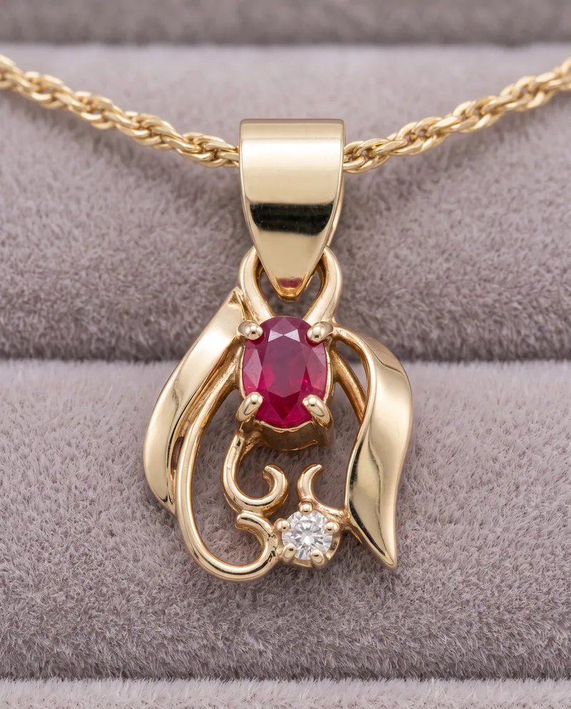 Ruby Pendant & Earring Set, by Ahern & Brucker