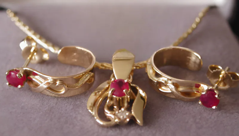 Ruby Pendant & Earring Set — view 3, by Ahern & Brucker