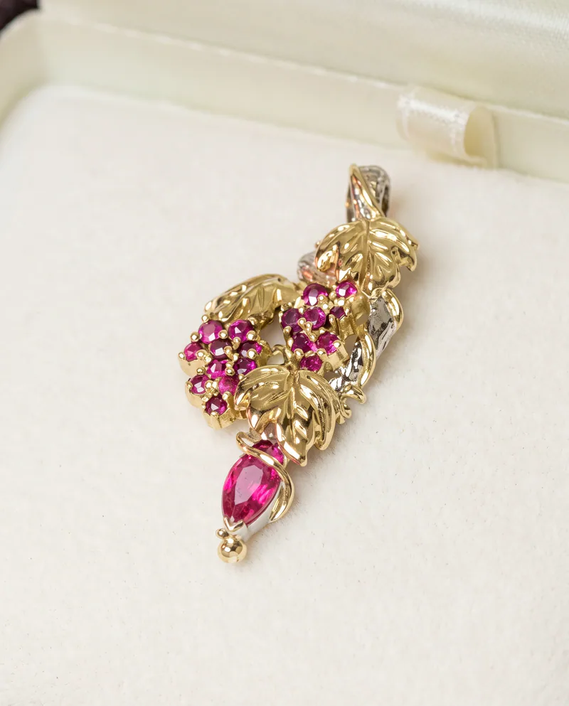 Ruby & Garnet Grape Cluster Pendant, by Ahern & Brucker