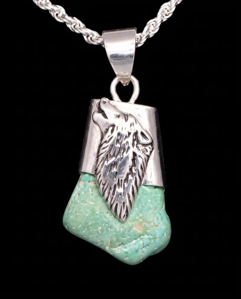 Turquoise Wolf Pendant, by Ahern & Brucker