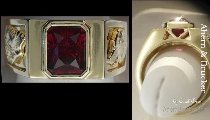 A Red Garnet Wolf Ring