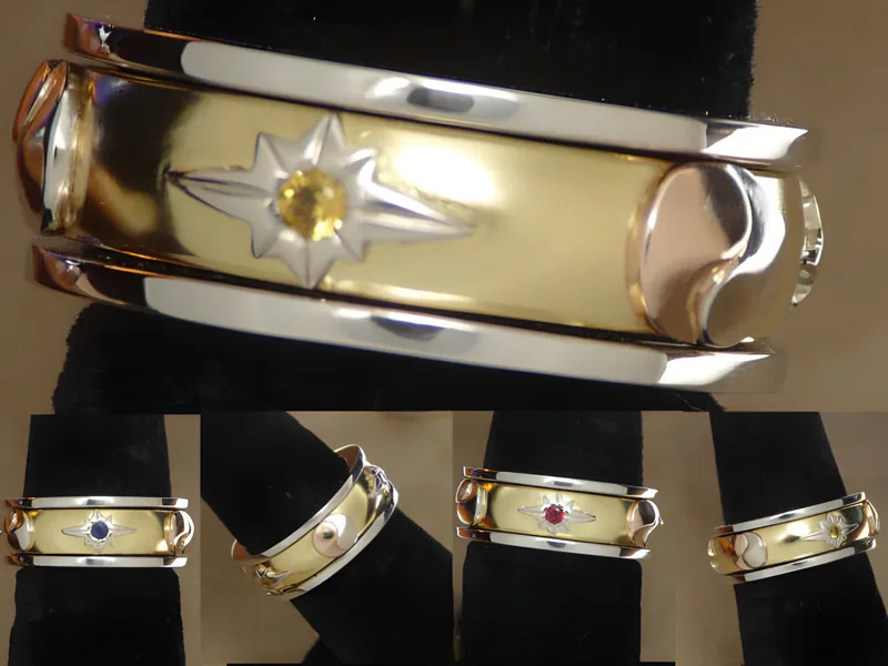 A Platinum and Three-Gold Yin Yang Ring