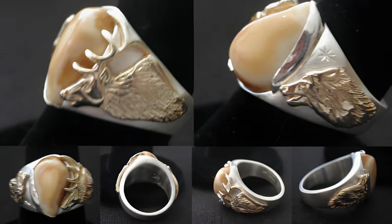 A Two-Tone Elk Ivory Ring