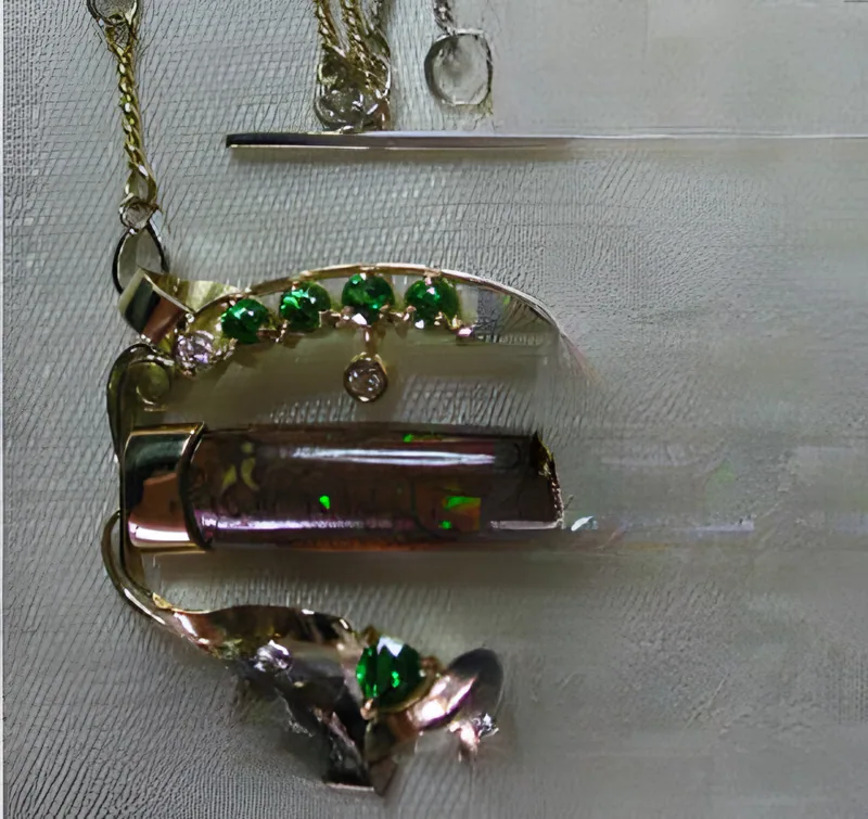 Yowah Opal & Tsavorite Pendant, by Ahern & Brucker
