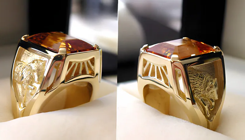 A Twenty-One-Carat Imperial Topaz Wolf Ring