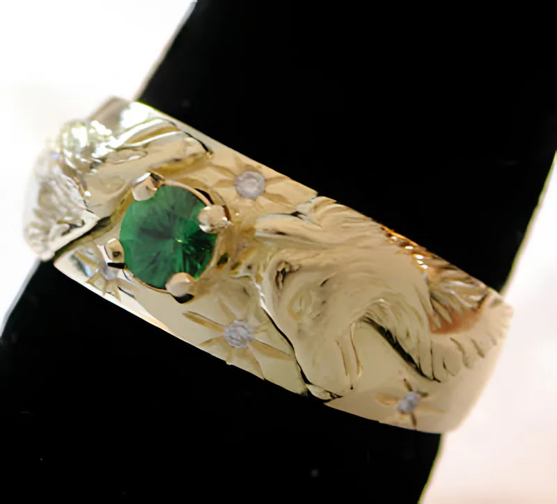 Tsavorite & Diamond Wolf Ring, by Ahern & Brucker