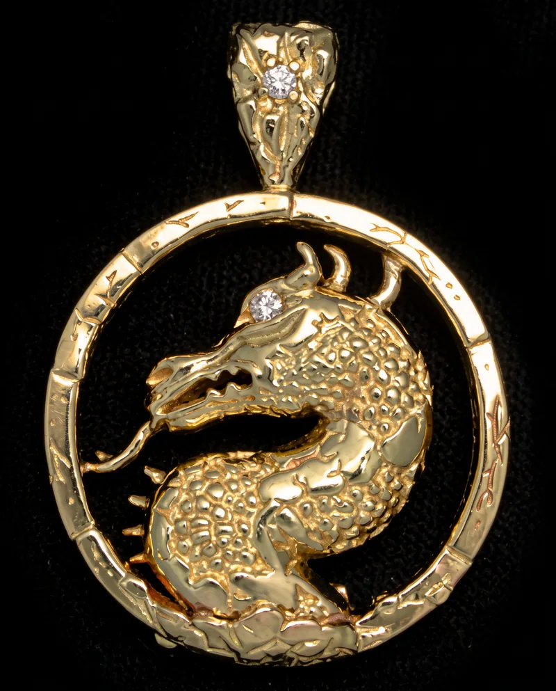 Gold Dragon Pendant with Diamonds, by Ahern & Brucker