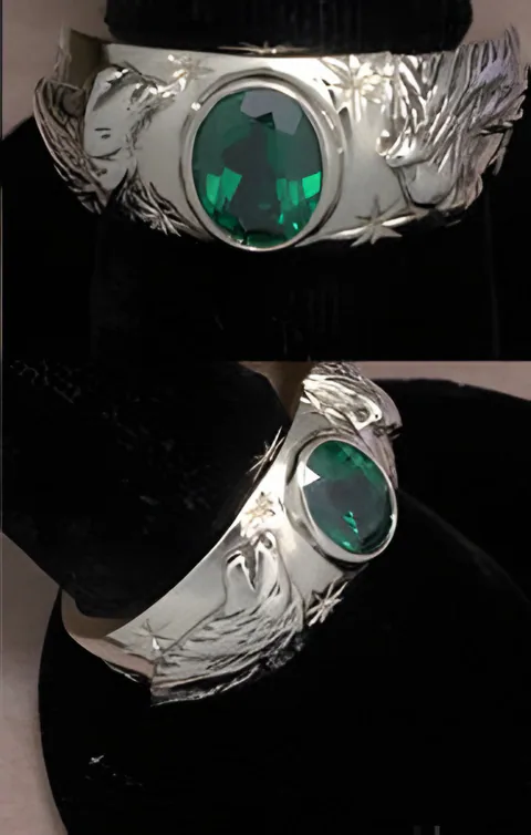 Evergreen Topaz & Diamond Wolf Ring — view 4, by Ahern & Brucker