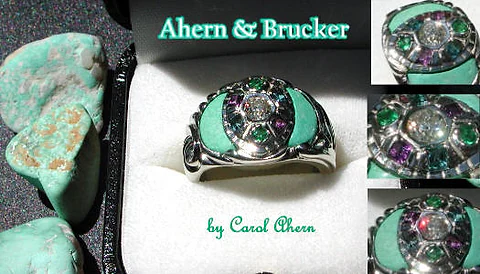 A Turtle Ring with Sunshine Mine Turquoise
