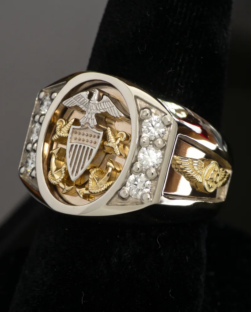 Premium Officer Ring with Air Crew and Mustang, by Ahern & Brucker
