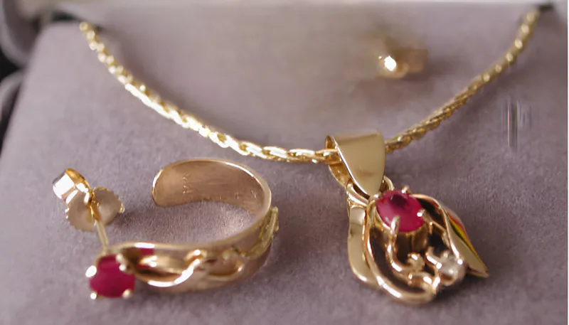 Hand-Forged Ruby Necklace & Earrings, by Ahern & Brucker