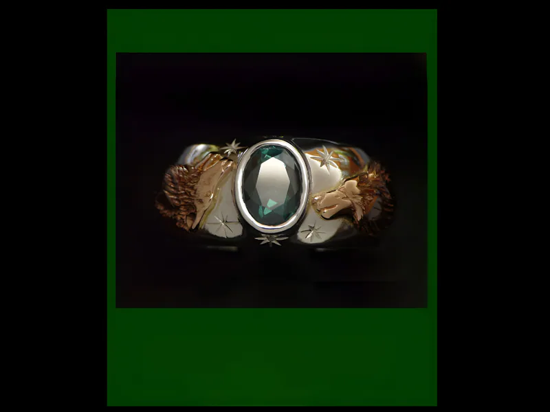 Evergreen Topaz Wolf Ring — view 4, by Ahern & Brucker