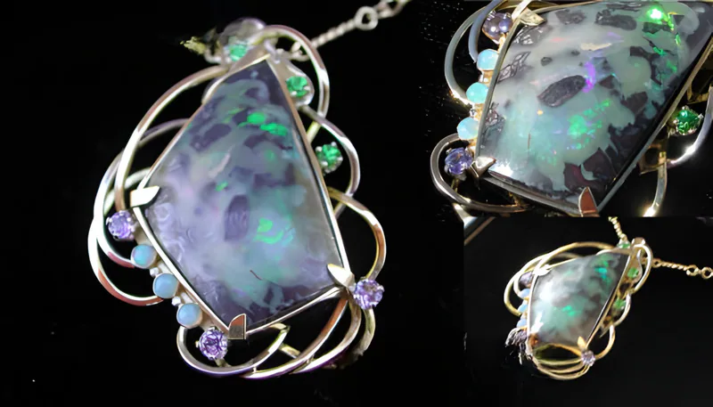 Yowah Opal Pendant & Brooch, by Ahern & Brucker