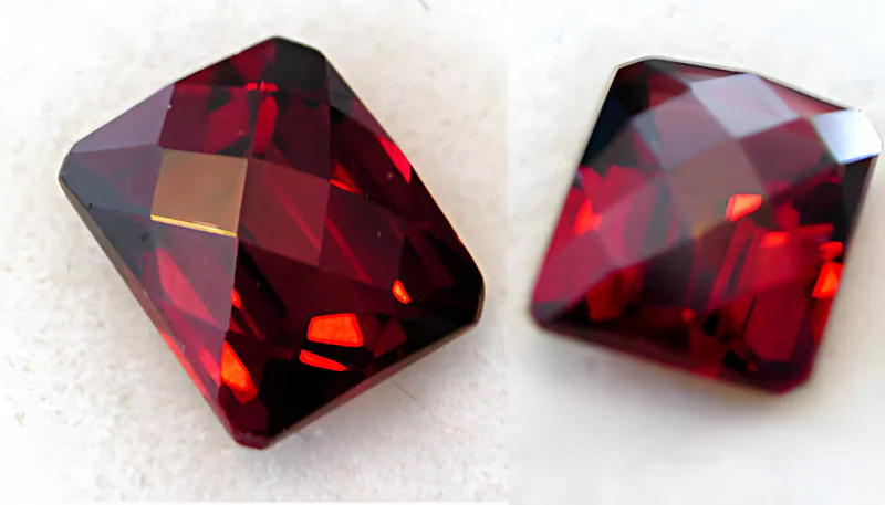 Checkerboard-Cut Red Garnet, by Ahern & Brucker