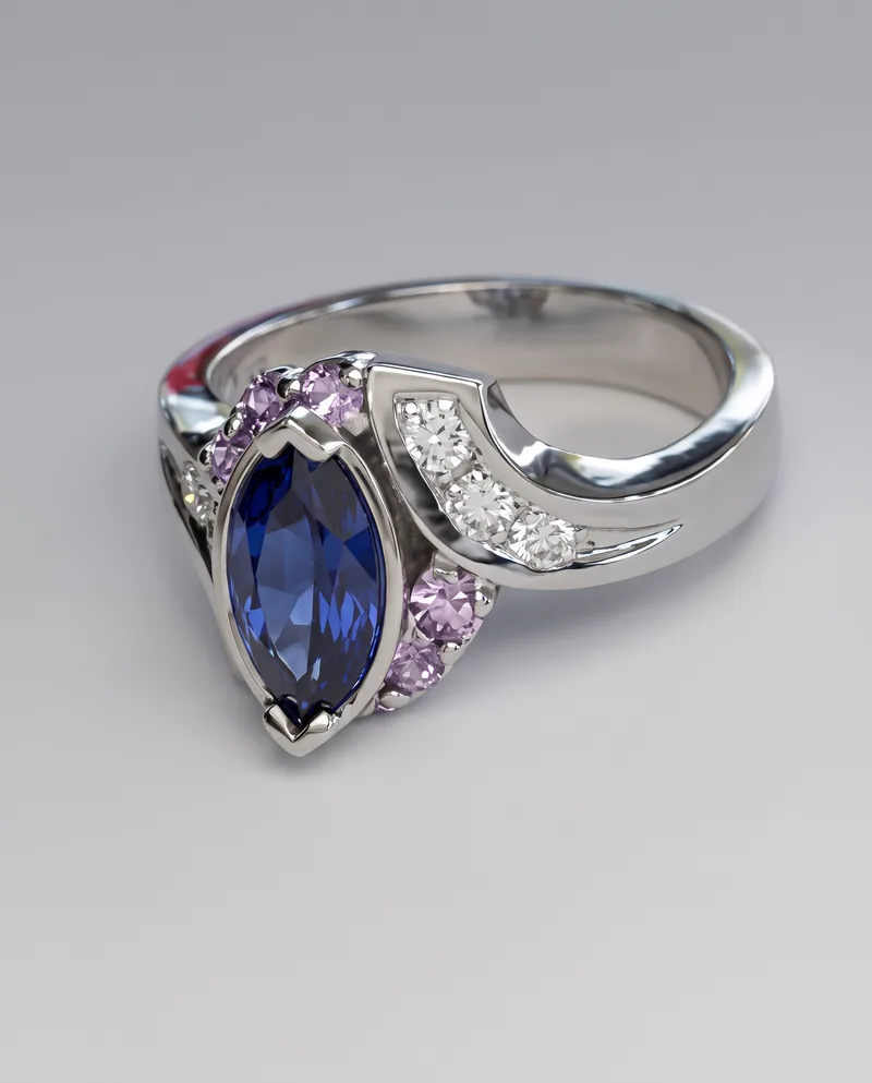 Sapphire & Diamond Wolf Ring, by Ahern & Brucker