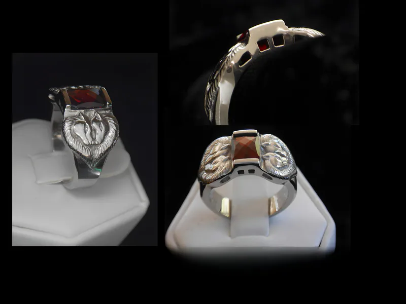 Wolf Couple Wedding Band — view 5, by Ahern & Brucker
