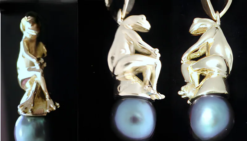 Frog Pendant with Pearl, by Ahern & Brucker