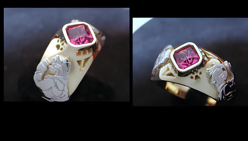 Custom Two-Tone Wolf Ring, by Ahern & Brucker