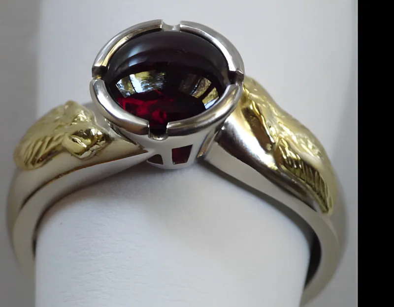 Garnet Wolf Ring — view 4, by Ahern & Brucker