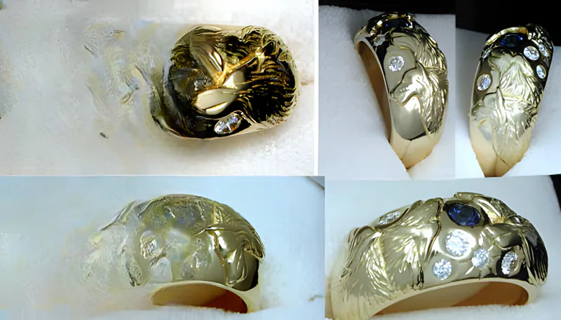 Diamond & Sapphire Wolf Ring, by Ahern & Brucker