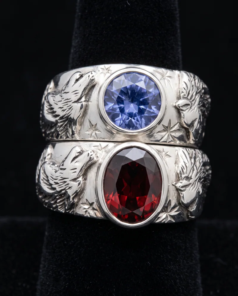18k Wolf Wedding Set, by Ahern & Brucker