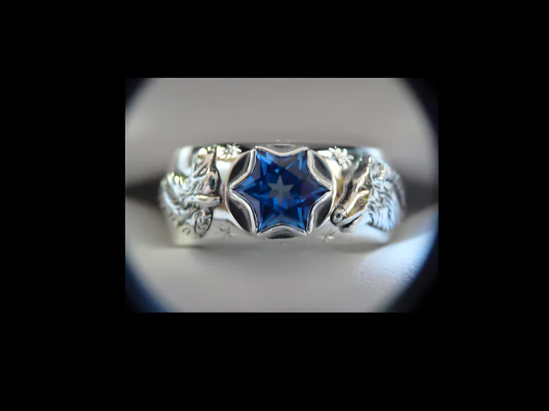 Glacier Blue Topaz Wolf Ring — view 3, by Ahern & Brucker