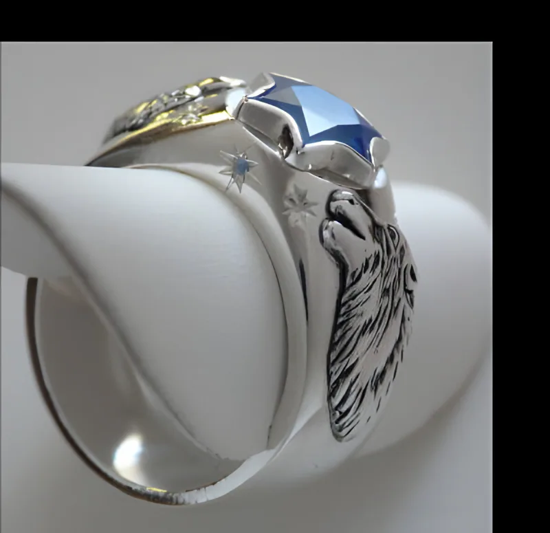 Glacier Blue Topaz Wolf Ring — view 5, by Ahern & Brucker