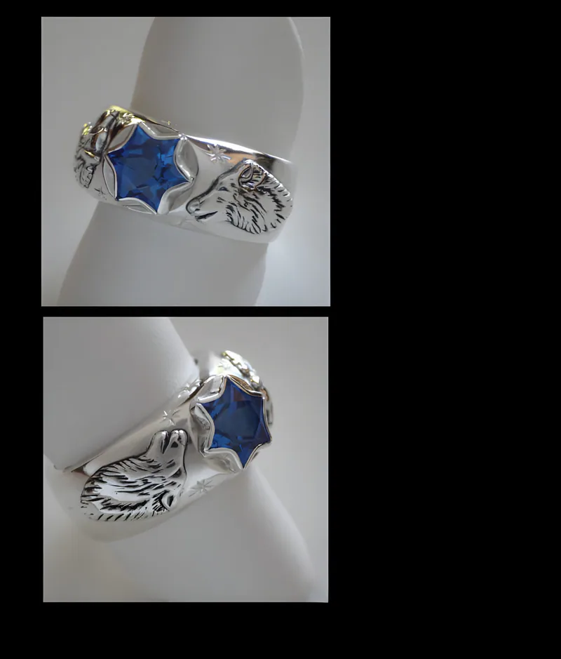 Glacier Blue Topaz Wolf Ring — view 4, by Ahern & Brucker