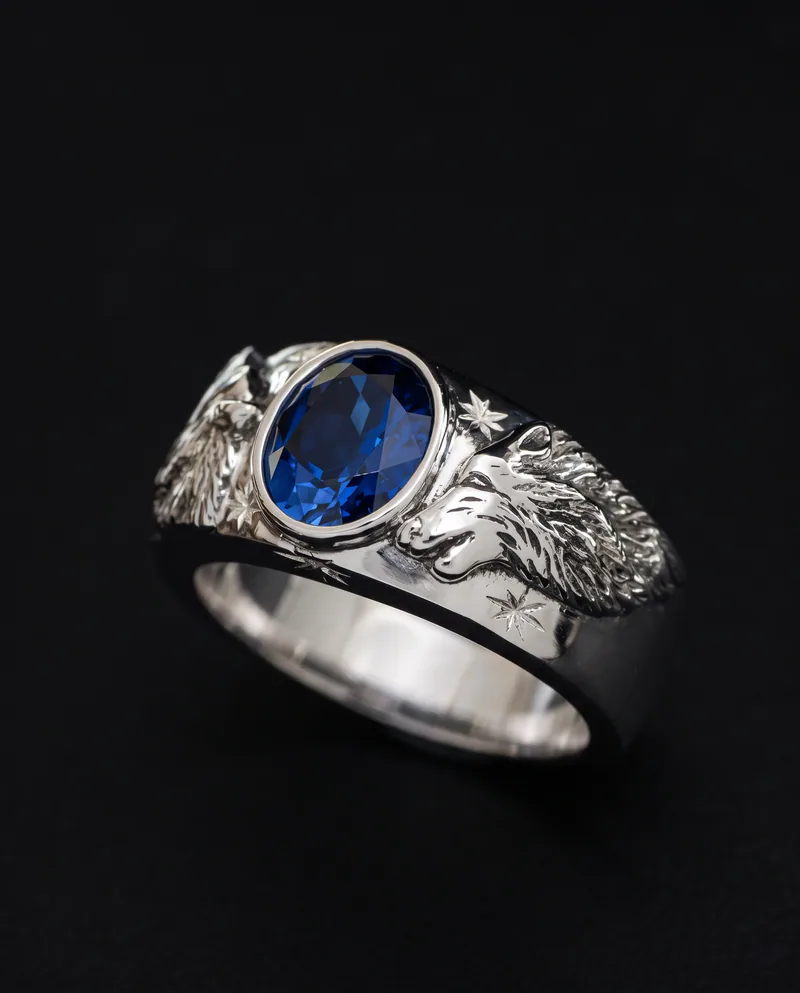 Aquamarine Wolf Ring, by Ahern & Brucker