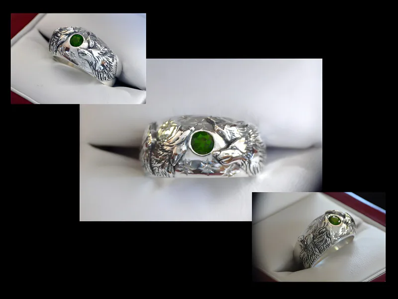 Evergreen Topaz Wolf Ring — view 3, by Ahern & Brucker