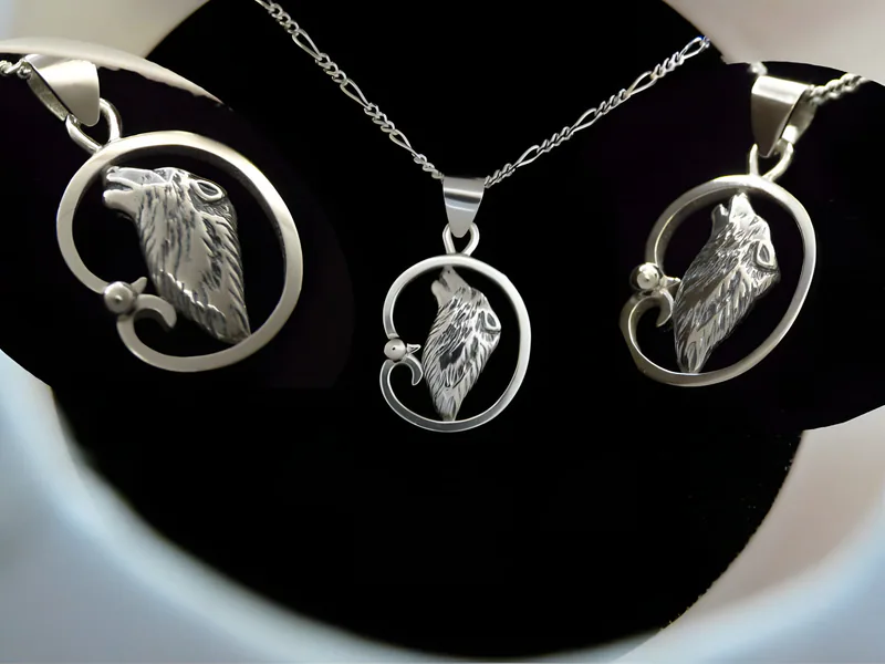 Small Wolf Pendant — view 3, by Ahern & Brucker