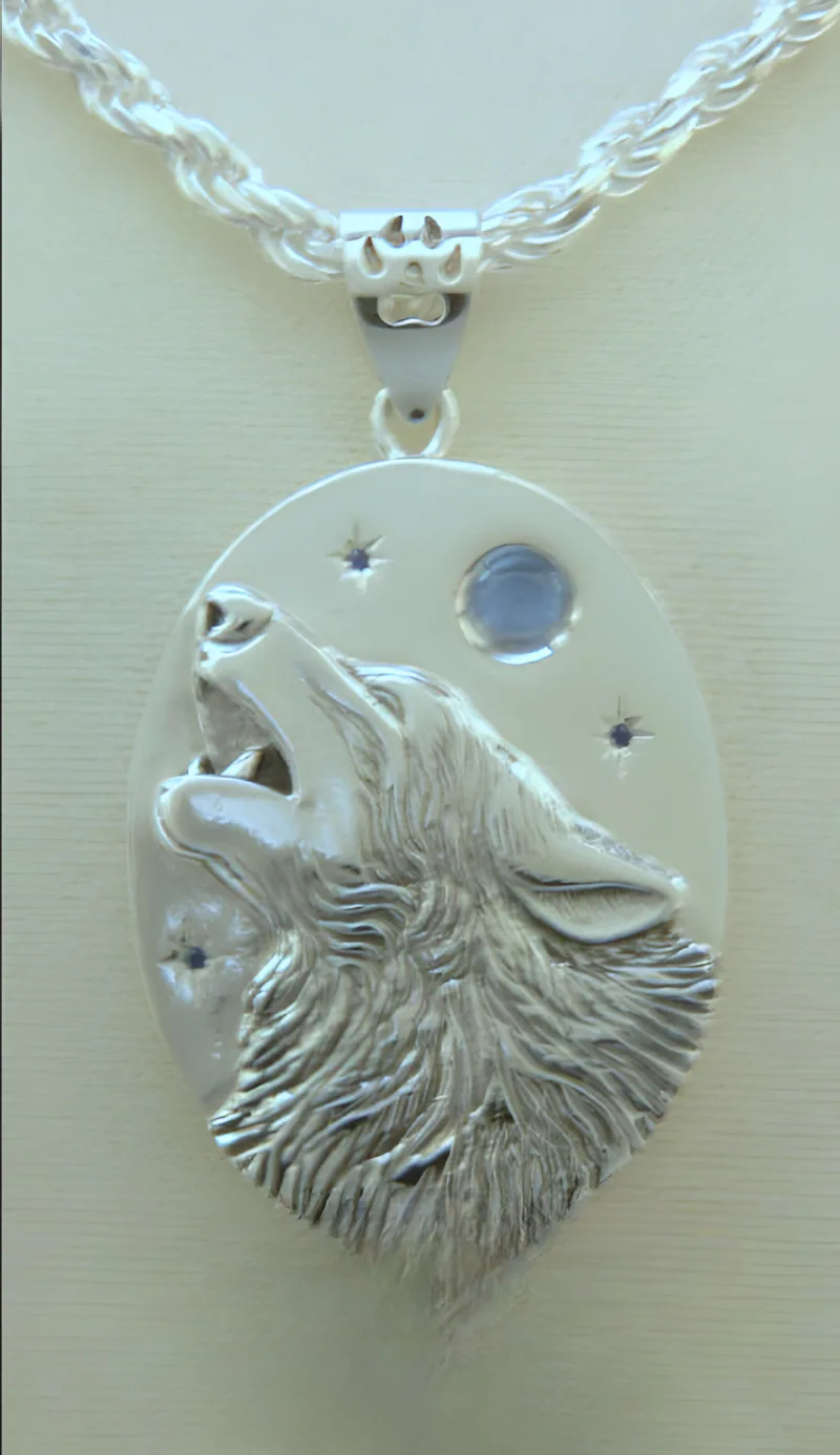 Large Wolf Pendant — view 3, by Ahern & Brucker