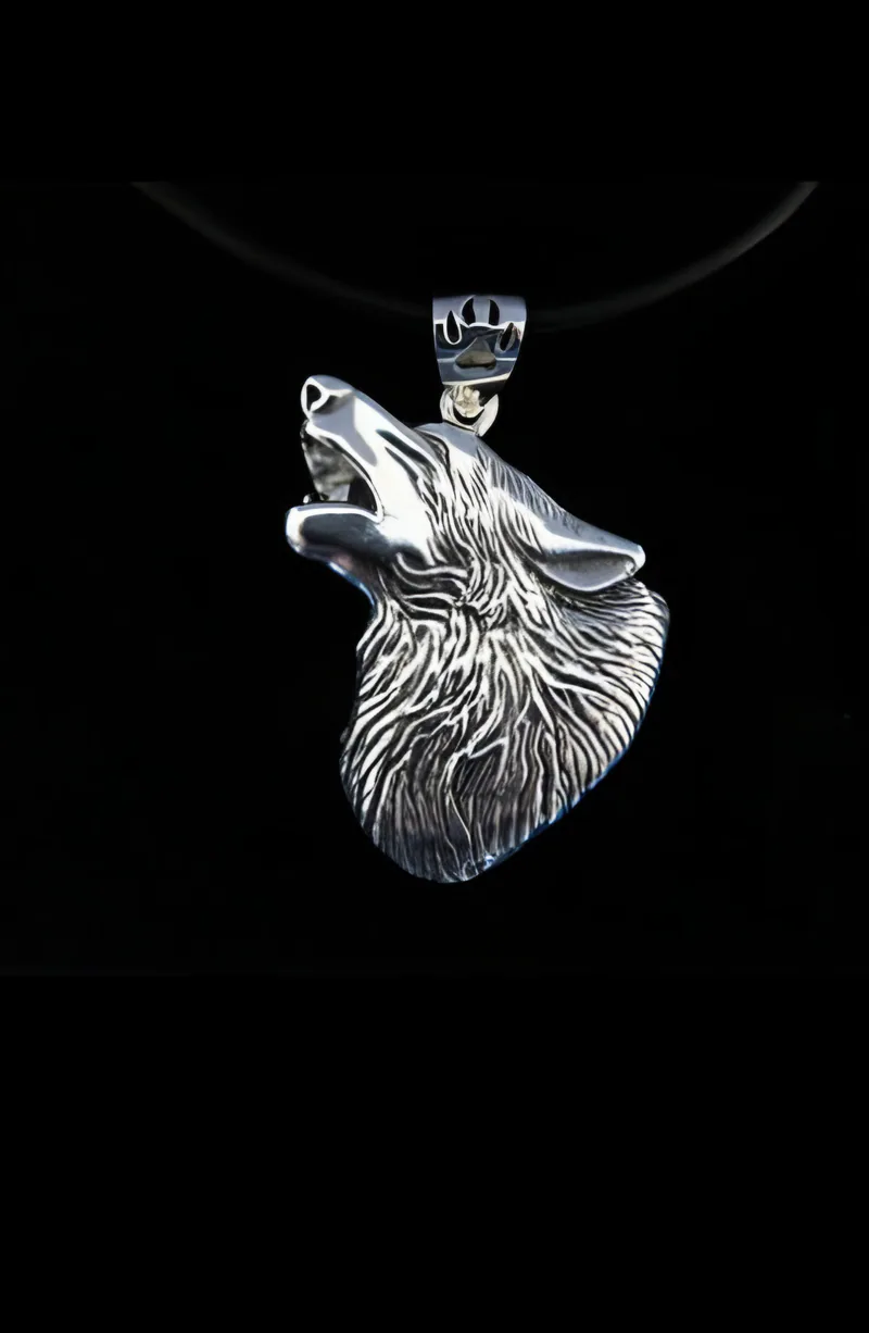 Large Wolf Pendant — view 5, by Ahern & Brucker